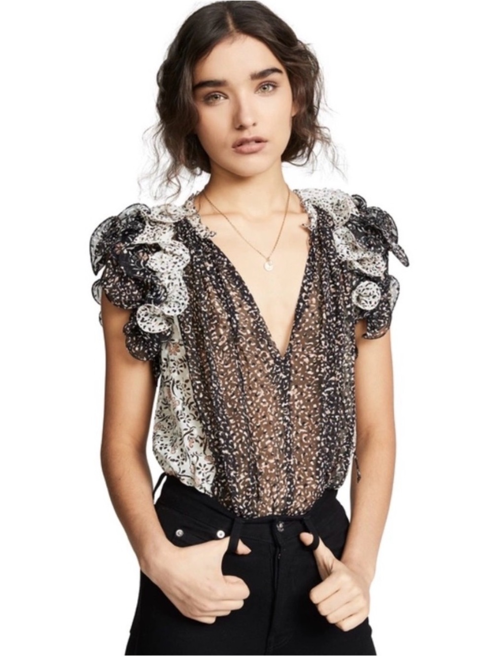 Ulla Johnson Tavi Silk Top in Noir Size 4